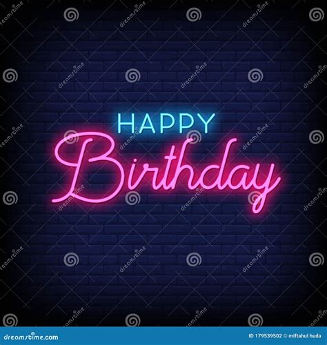 Happy Birthday Neon Signs Style Text Vector Stock Vector Illustration