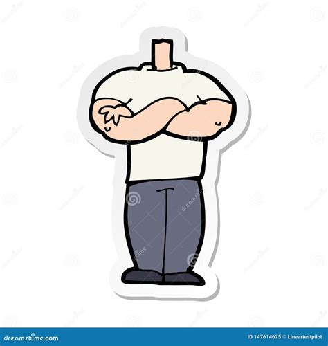 Sticker Of A Cartoon Body With Folded Arms Stock Vector Illustration