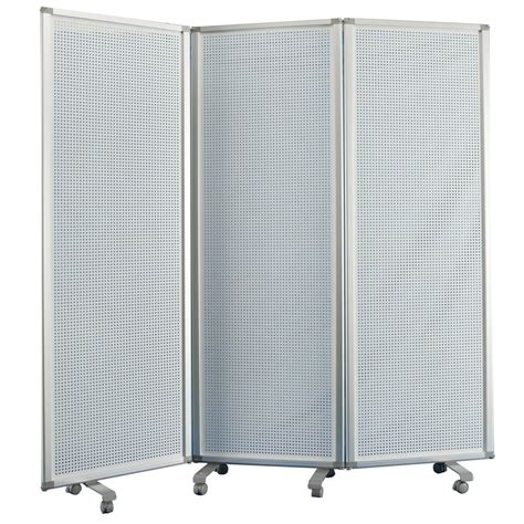 Accordion Style Metal 3 Panel Room Divider With Perforated Details