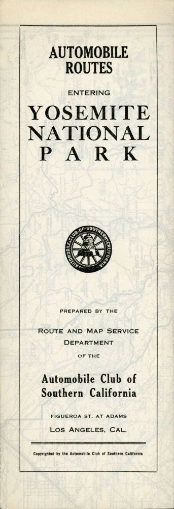 Map Showing Automobile Routes Entering Yosemite National Park