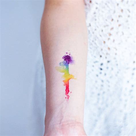 Lgbtq Pride Watercolor Rainbow Tattoo Sticker Rainbow Tattoos Pride