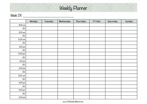 Weekly Half Hourly Planner Hourly Planner Weekly Planner Printable