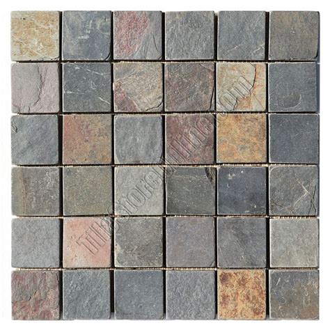 Slate Mosaic 2 X 2 Multicolor Slate Mosaic Tumbled Sample Stone