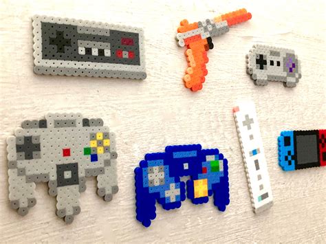 Nintendo Controller Retro Perler Bead Icons Magnets Pins 8 Bit Etsy