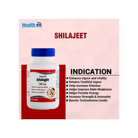 Buy Healthvit Shilajit Asphaltum Extract Powder Increase Vigor And Vitality 500 Mg 60