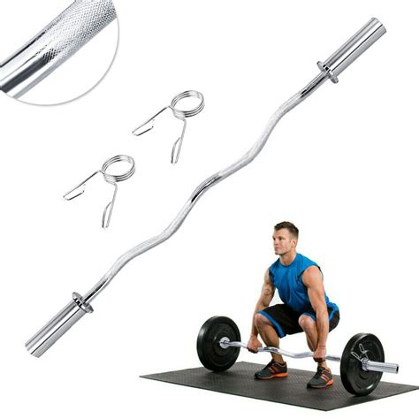 4ft Olympic Barbell 2 Ez Curl Bar Weight Lifting Gym Training Bar W 2