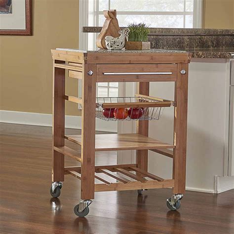 Topeakmart kitchen island cart on wheels rolling utility cart storage trolley with bamboo top, storage shelves drawer, towel rack. Linon Bamboo Inlaid Kitchen Island, Granite Top Inlay with ...