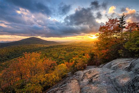 Scenic Autumn Sunset Blue Ridge Mountains North Carolina Stock Photo