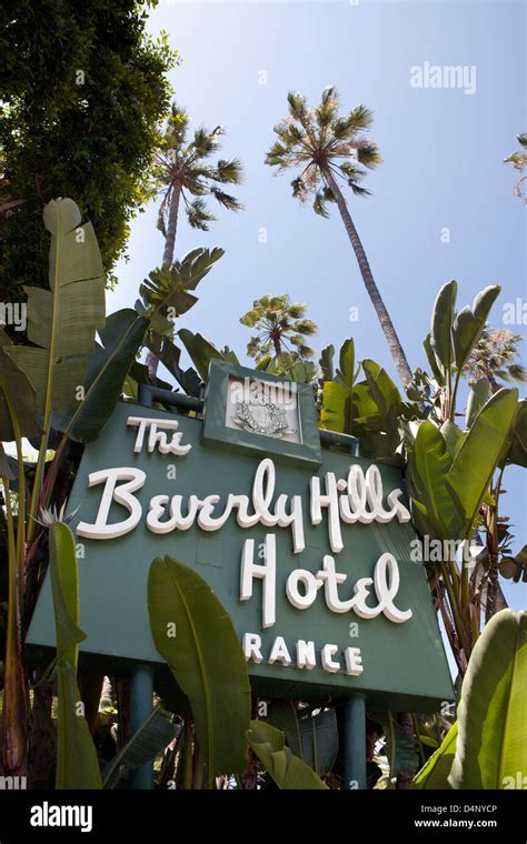 The Beverly Hills Hotel Entrance Sign Los Angeles California Usa