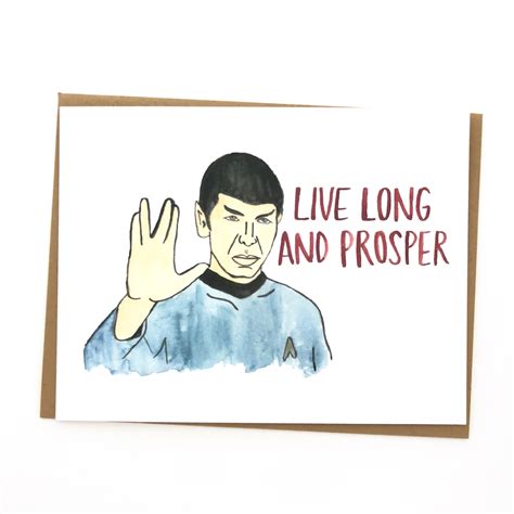 Star Trek Birthday Card Spock Live Long And Prosper Etsy