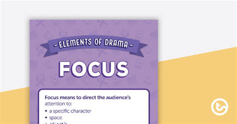 Focus Elements Of Drama Poster Teaching Resource Teach Starter
