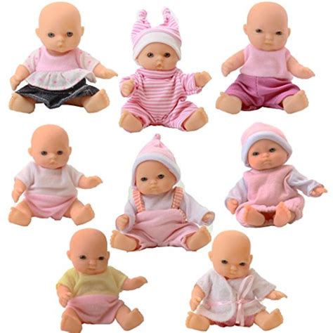 Set Of 8 Assorted Mini Dolls 5 Inches Tall Girl Baby Collectible