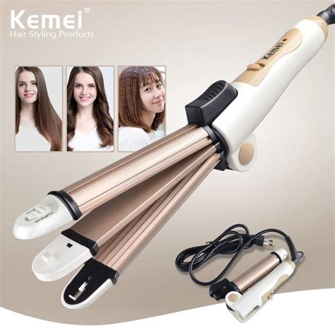 New Arrival Kemei 3 In 1 Multifunction Hair Straightener Hair Curler