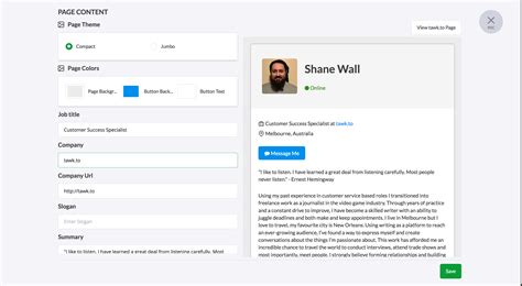 Help Center Tawkto Editing Your Personal Profile Page