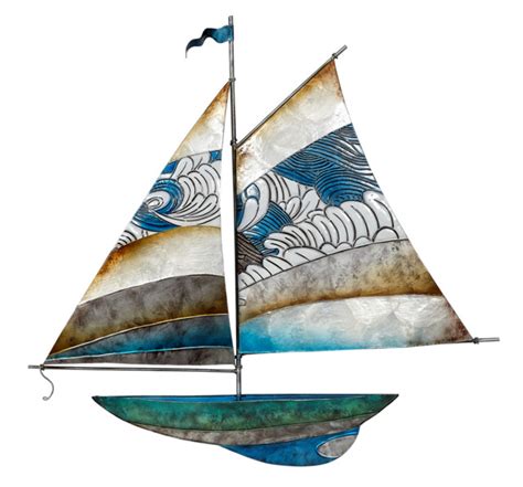 Metal And Capiz Sailing Ship Wall Art Beach Style Wall Accents By The Seashell Company Houzz