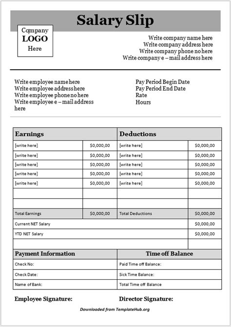 Salary Slip Templates For Free Excel And Word Templatehub