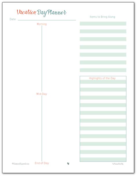Free Printable Vacation Planner Template Template Business Psd Excel