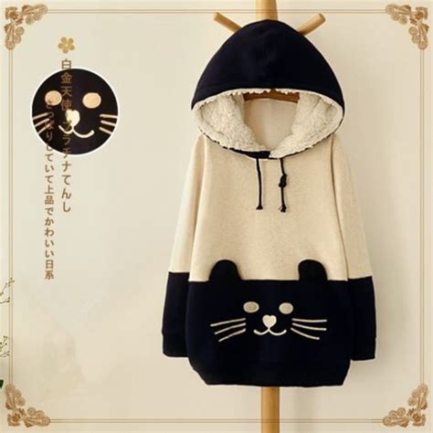 Japanese Mori Girl Kawaii Cat Face Tail Hoodie With Hat Cute Sweater