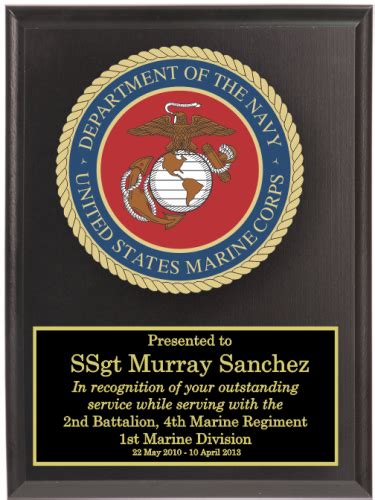 Marine Retirement Plaque Personalized Usmc Marine Corps Service