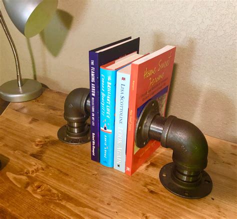 Industrial Pipe Bookends 1 Pair 2 Bookends Diy Kit Etsy