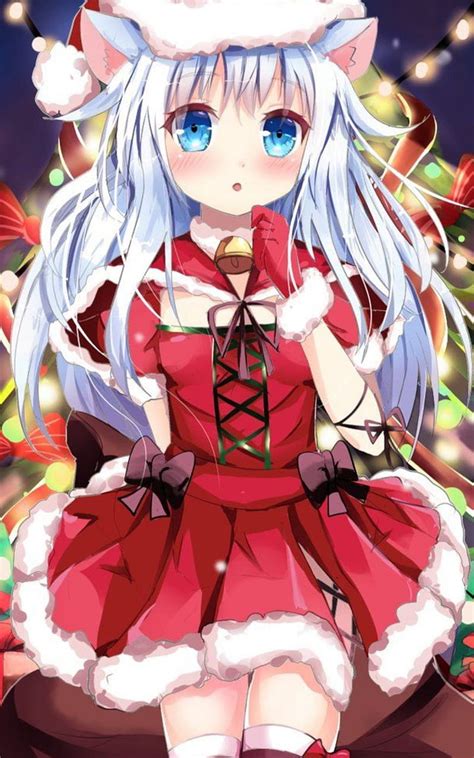 Merry Neko Christmas Anime Girl Hd Phone Wallpaper Peakpx