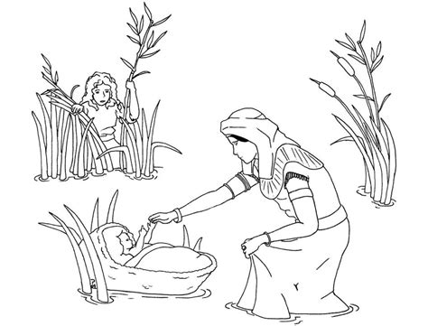 Baby Moses In Basket Coloring Page Bellajapapu