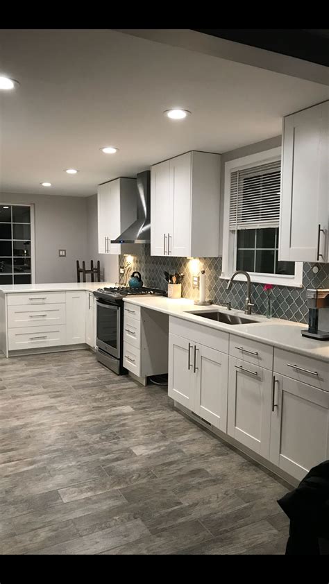 Grey Floors White Kitchen Cabinets Gaper Kitchen Ideas