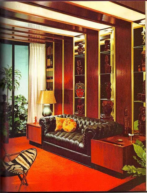 Often, the furniture would be laid with bold fabric patterns and colors. 70's interior design book5 | 70s home decor, Retro ...