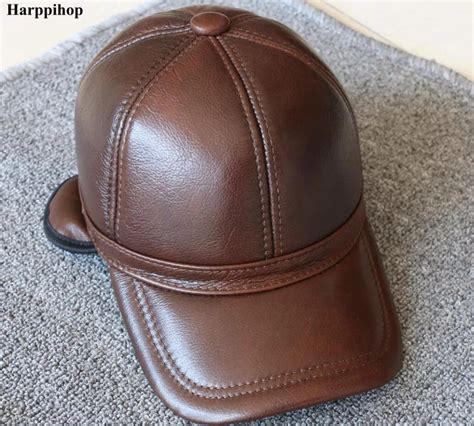 Genuine Leather Men Baseball Cap Hat High Quality Mens Real Leather