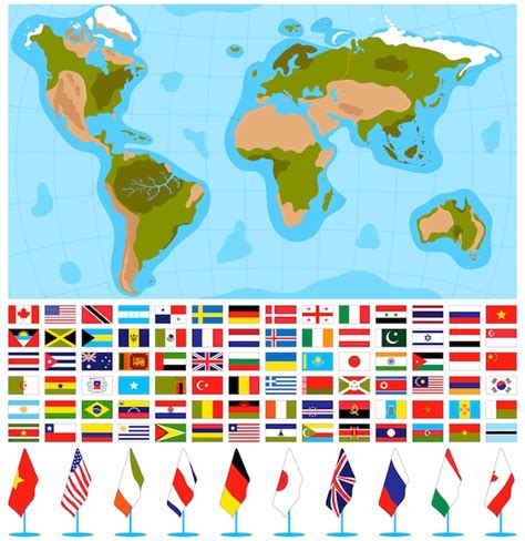 Premium Vector Flags World Map Vector Illustration Set