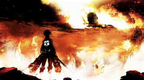 Shingeki No Kyojin Fire Anime Colossal Titan Eren Jeager Wallpapers