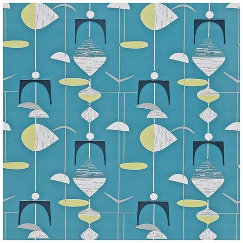 Sanderson Mobiles Slate Blue Lime Wallpaper From The 50s Collection