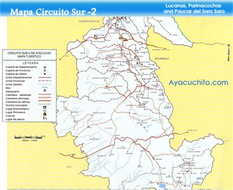 Southern Ayacucho Peru Tourist Map Sancos Peru • Mappery