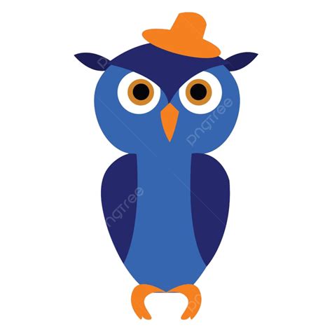Burung Hantu Biru Dengan Topi Oranye Global Jeruk Alam Png Dan