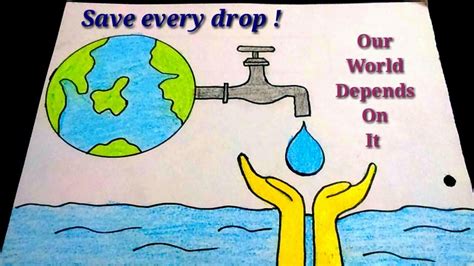 How To Draw Save Water Poster Drawing For Kidseasy Save Water Color