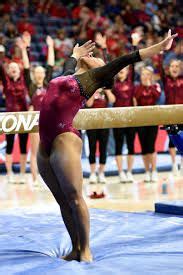 University Of Denver Gymnast Maggie Laughlin Smiles During Her Floor Choreography Photo Taken
