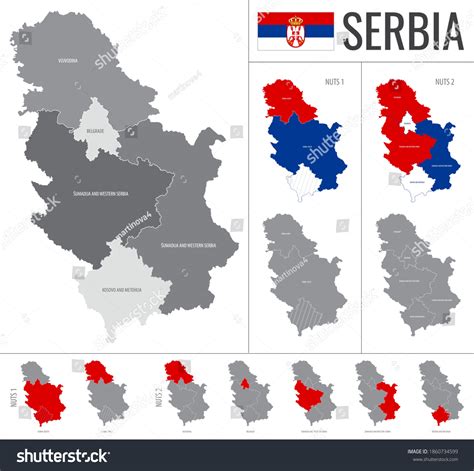 Detailed Vector Map Serbia Regions Country Stock Vector Royalty Free Shutterstock