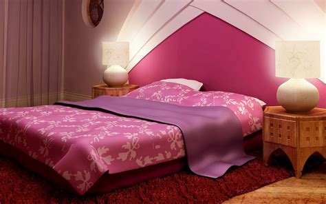 Nice Pink Bedroom Bed Interiors Images Hd Wallpapers