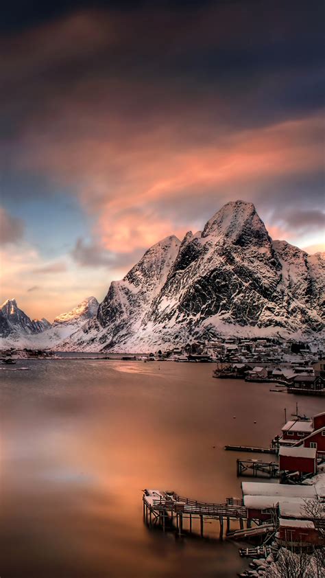 Images Lofoten Norway Moskenesoya Winter Mountains Sky 1080x1920