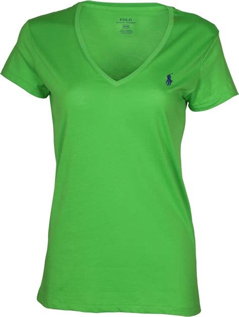 Polo Ralph Lauren Womens V Neck Jersey T Shirt Green M Uk Clothing