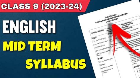 Class 9 English Syllabus 2023 2024 Mid Term Exam Cbse Ncert Youtube