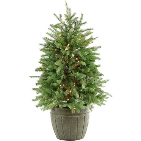 Fraser Hill Farm 4 Ft Pre Lit Potted Pine Artificial Christmas Tree
