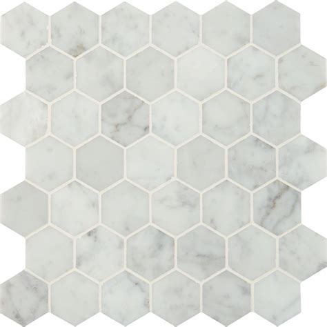 Carrara White 2x2 Hexagon Polished Marble Mosaic Tile Backsplash Tile Usa