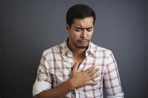 Premium Ai Image Young Man Pressing On Chest With Painful Expression