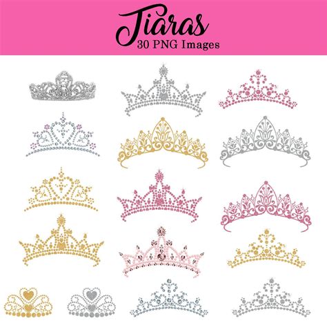 Tiara Princess Clipart Glitter And Diamond Clip Art Instant Download