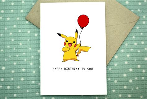 Happy Birthday To Chu Pikachu Pokemon Birthday Card By Quokkascorner