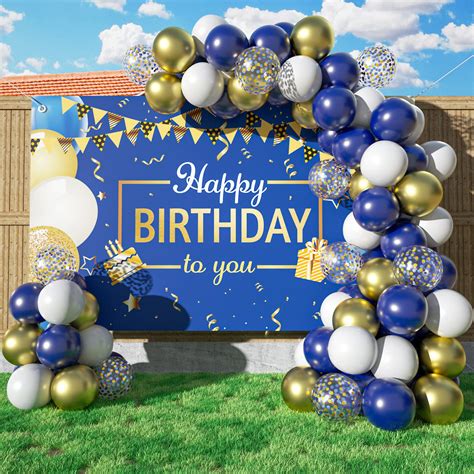 Buy Navy Blue Birthday Party Decorations Blue Gold Balloon Arch Kit