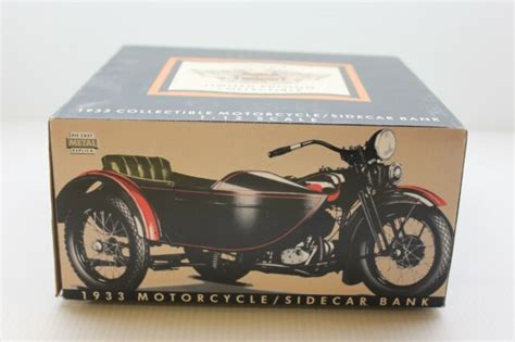 Harley Davidson 1933 Black Motorcycle Sidecar Diecast Bank 99198 94v Ebay
