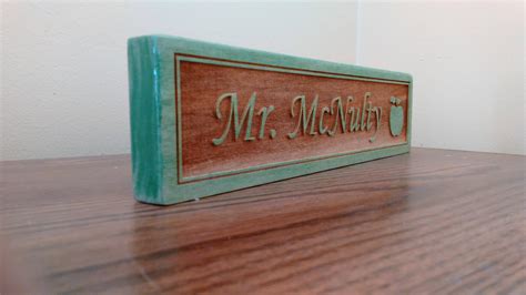 Personalized Engraved Wooden Name Plate For Teacher School Etsy