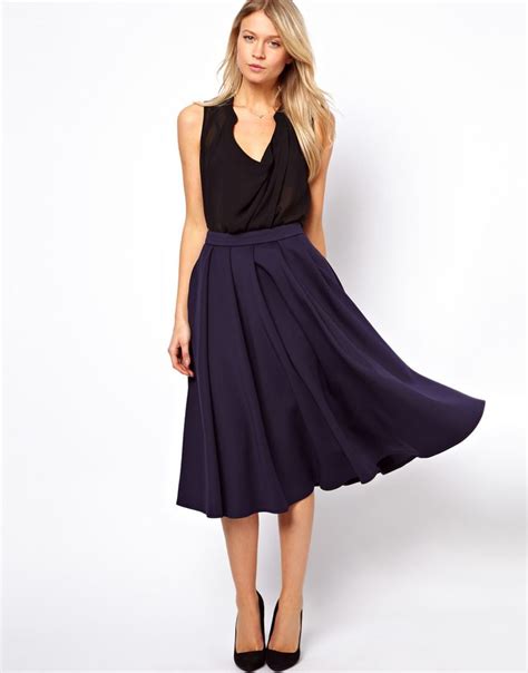 Asos Asos Full Midi Skirt With Box Pleats At Asos Full Midi Skirt